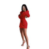 Women's Slim Fit Polyester Solid Color Long Sleeve Double Breasted Buckle Office Suit Dress for Work in White Red Black