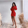 Women's Slim Fit Polyester Solid Color Long Sleeve Double Breasted Buckle Office Suit Dress for Work in White Red Black