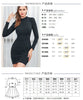 Women's Bodycon Dress, High Neck, Long Sleeves and Ruched Skirt