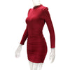 Women's Bodycon Dress, High Neck, Long Sleeves and Ruched Skirt