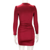Women's Bodycon Dress, High Neck, Long Sleeves and Ruched Skirt