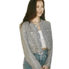 Women's Slim Fit Houndstooth Polyester Coat with Round Neck Long Sleeves Elegant Xiaoxiangfeng Style for Fall Winter