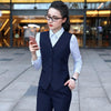 Women's Slim Fit Collarless Single-Breasted Polyester Solid Color Vest with Pocket for Work in Black