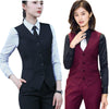 Women's Slim Fit Collarless Single-Breasted Polyester Solid Color Vest with Pocket for Work in Black