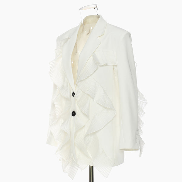 Women's Loose Fit Long Sleeve Solid Color Casual Jacket with Open Front for Leisure in White Black