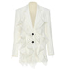 Women's Loose Fit Long Sleeve Solid Color Casual Jacket with Open Front for Leisure in White Black