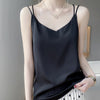 Women's Loose Fit Sling Style Polyester Solid Color Vest with Ice Cream Color for Casual Daily Wear in White Black Champagne Silver Gray