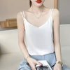 Women's Loose Fit Sling Style Polyester Solid Color Vest with Ice Cream Color for Casual Daily Wear in White Black Champagne Silver Gray