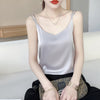 Women's Loose Fit Sling Style Polyester Solid Color Vest with Ice Cream Color for Casual Daily Wear in White Black Champagne Silver Gray
