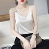 Women's Loose Fit Sling Style Polyester Solid Color Vest with Ice Cream Color for Casual Daily Wear in White Black Champagne Silver Gray