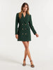 Women's Slim Fit Solid Color Single-Row Multi-Buckle Long Sleeve Dress with Pocket Casual European and American Style in Black
