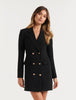 Women's Slim Fit Solid Color Single-Row Multi-Buckle Long Sleeve Dress with Pocket Casual European and American Style in Black