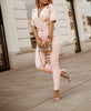 Women's Half Sleeve Solid Color Casual Office Work Blazer with Tie Waist for Office in White Blue Pink Apricot