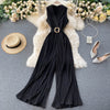 Women's Sleeveless Simple Wide Leg Jumpsuit Pants for Light Mature Style in Black Yellow Army Green Blue