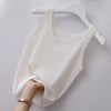 Women's Slim Fit Solid Color Polyester Sleeveless Pullover Vest Lightweight Casual Short Style for Spring in White