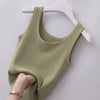 Women's Slim Fit Solid Color Polyester Sleeveless Pullover Vest Lightweight Casual Short Style for Spring in White
