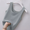 Women's Slim Fit Solid Color Polyester Sleeveless Pullover Vest Lightweight Casual Short Style for Spring in White