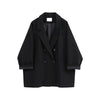 Women's Loose Fit Double-Breasted Buckle Long Sleeve Solid Color Office Blazer for Work Office in Black