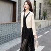 Women's A Line Fit Long Sleeve Solid Color Single Row One Button Vest with Pocket All Match for Everyday Wear