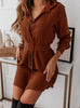 Women's Shirt Dress, Long Sleeves, Button Front, Lapel Collar and Waist Belt