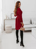 Women's Shirt Dress, Long Sleeves, Button Front, Lapel Collar and Waist Belt