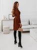 Women's Shirt Dress, Long Sleeves, Button Front, Lapel Collar and Waist Belt
