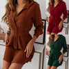 Women's Shirt Dress, Long Sleeves, Button Front, Lapel Collar and Waist Belt