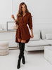 Women's Shirt Dress, Long Sleeves, Button Front, Lapel Collar and Waist Belt