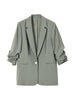 Women's General Fit One Button Solid Color Seven Point Sleeve Refined Casual Office Blazer Top for Commute Work