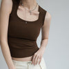 Women's Slim Fit Cotton Solid Color Sleeveless Short Length Crop Vest Top for Summer Casual Wear in Black White Army Green Advanced Grey