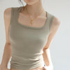 Women's Slim Fit Cotton Solid Color Sleeveless Short Length Crop Vest Top for Summer Casual Wear in Black White Army Green Advanced Grey