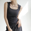 Women's Slim Fit Cotton Solid Color Sleeveless Short Length Crop Vest Top for Summer Casual Wear in Black White Army Green Advanced Grey
