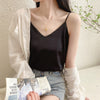 Women's Loose Fit Artificial Silk Solid Color Sling Style Casual Vest for Spring Summer in Black White Gray Pink