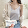 Women's Loose Fit Artificial Silk Solid Color Sling Style Casual Vest for Spring Summer in Black White Gray Pink