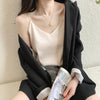Women's Loose Fit Artificial Silk Solid Color Sling Style Casual Vest for Spring Summer in Black White Gray Pink