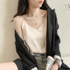 Women's Loose Fit Artificial Silk Solid Color Sling Style Casual Vest for Spring Summer in Black White Gray Pink