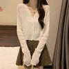 Women's Slim Fit Halter Neck Acrylic 3D Effect Cardigan with Single Row Multiple Buckles Three-Quarter Sleeves in Macaron Colors for Summer Coffee