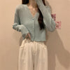 Women's Slim Fit Halter Neck Acrylic 3D Effect Cardigan with Single Row Multiple Buckles Three-Quarter Sleeves in Macaron Colors for Summer Coffee