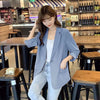Women's Slim Fit Polyester Solid Color One Button Seven Point Sleeve Cardigan with Pocket Harajuku Style for Spring Summer in Pink