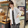 Women's Slim Fit Polyester Solid Color One Button Seven Point Sleeve Cardigan with Pocket Harajuku Style for Spring Summer in Pink