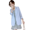 Women's Slim Fit Polyester Solid Color One Button Seven Point Sleeve Cardigan with Pocket Harajuku Style for Spring Summer in Pink