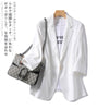 Women's Loose Fit Solid Color One Button Blazer with Seven-Point Sleeves and Button Detail for Leisure Casual in Apricot