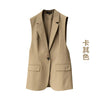 Women's General Fit One Button Solid Color Basic Style Vest with Buttons for Casual Wear in Black