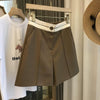Women's Straight Leg Polyester Pants with Pockets for Casual Everyday Wear in Black White Khaki