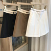 Women's Straight Leg Polyester Pants with Pockets for Casual Everyday Wear in Black White Khaki