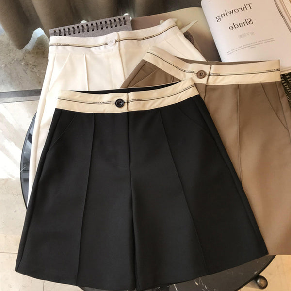 Women's Straight Leg Polyester Pants with Pockets for Casual Everyday Wear in Black White Khaki