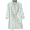 Women's Loose Fit Long Sleeve Striped Blazer with Buttons for Urban Casual Wear in Black