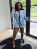 Women's Slim Fit Solid Color One Button Long Sleeve Jacket for Socialite Wind
