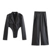 Women's Spandex Solid Color Long Sleeve Irregular European and American Style Pants for Summer
