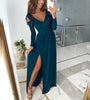 Women's Long Dress, V-Neck, Long Sleeves and Split Skirt